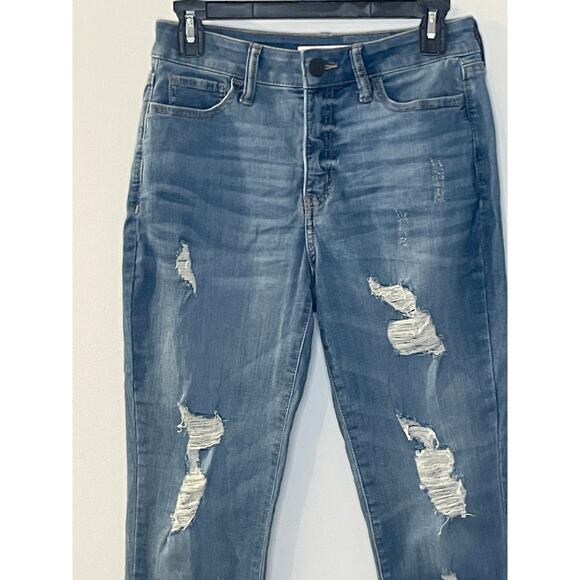 Women's SO jeans size 7 juniors distress high rise curvy crop raw hem - Picture 16 of 16
